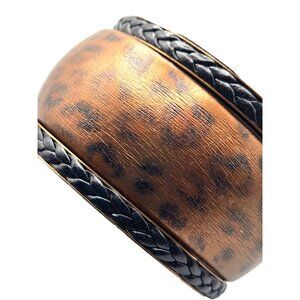 Lot of 3 vintage bracelets 2 are copper bangles with black and a leopard thick 1
